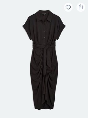 Steve Madden Tori Tie-Waist Black Shirt Dress